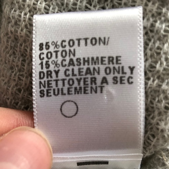 James Perse Los Angeles Gray Knit Cashmere Three Quarter Sleeve Sweater - Picture 7 of 8